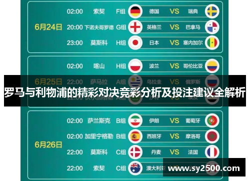 罗马与利物浦的精彩对决竞彩分析及投注建议全解析